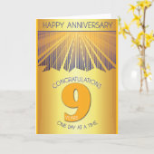 Carte 9 ans d'abstinence | 12 Étapes Rayon Doré (Fleur jaune)