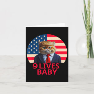 Carte 9 vies bébé chat Trump 2024 Gagne Victoire Gagnant