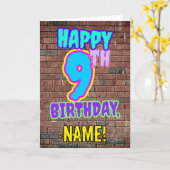 Carte 9e anniversaire - Amusant, Graffiti urbain inspiré (Fleur jaune)