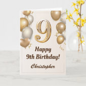 Carte 9e anniversaire Ballons d'or et Confetti Anniversa (Fleur jaune)