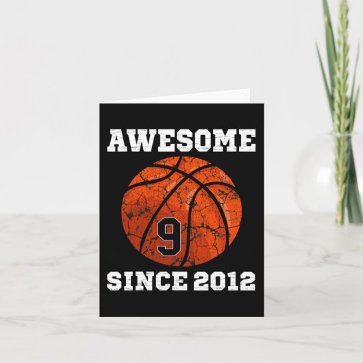Carte 9e anniversaire Basketball Lover cadeau 9 ans Vin (Devant)