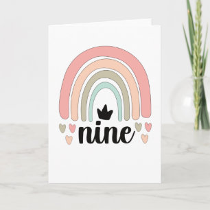 Carte 9e anniversaire Boho Rainbow Party Enfants 9 ans