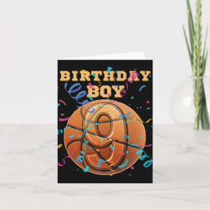 Carte 9e anniversaire Boy Nine 9 ans Basketball Playe