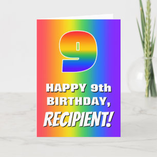 Carte 9e anniversaire : coloré, amusant Motif arc-en-cie