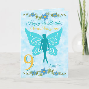 Carte 9e anniversaire de la petite-fille Blue Fairy