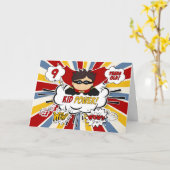 Carte 9e anniversaire des garçons Super Kid Red Comic Bo (Fleur jaune)