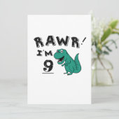 Carte 9e anniversaire Dinosaur cadeau pour enfants de 9  (Debout devant)