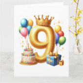 Carte 9e anniversaire doré (Fleur jaune)