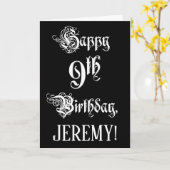 Carte 9e anniversaire : fantaisie, élégant script + Nom  (Fleur jaune)