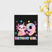 Carte 9e anniversaire fille mignonne Axolotl 9 ans Anniv (Fleur jaune)