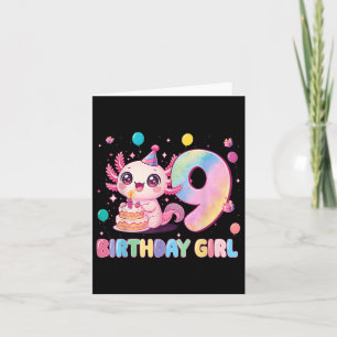 Carte 9e anniversaire fille mignonne Axolotl 9 ans Anniv