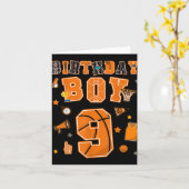 Carte 9e anniversaire Garçon 9 ans Basketball fête Neuf  (Fleur jaune)