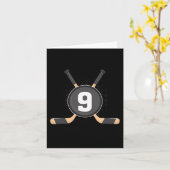 Carte 9e anniversaire Hockey sur glace 9 ans Anniversair (Fleur jaune)