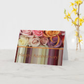 Carte 9e anniversaire Mariage - Pastel rose rayé (Fleur jaune)