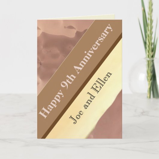 Carte 9e anniversaire Mariage, saule et cuivre (Devant)