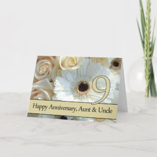 Carte 9e anniversaire Mariage tante et oncle rose roses