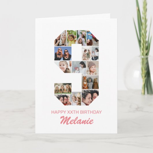 Carte 9e anniversaire Numéro 9 Photo Collage personnalis (Devant)