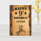 Carte 9e anniversaire Pays rustique Western Cowboy Horse (Fleur jaune)