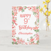Carte 9e anniversaire Peach Peonies Aquarelle Florale (Fleur jaune)