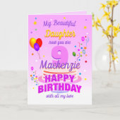 Carte 9e anniversaire PINK (Fleur jaune)