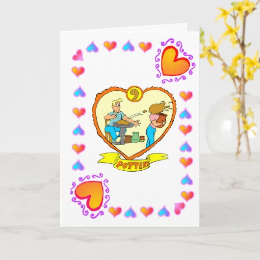 Carte 9e anniversaire - Poterie (Fleur jaune)