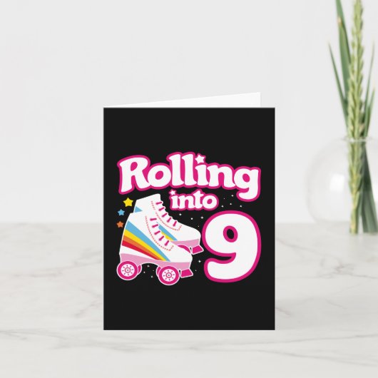 Carte 9e anniversaire Roller Skate 9 ans (Devant)
