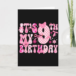 Carte 9e Anniversaire Thème Coquette Fille de Neuf Ans C