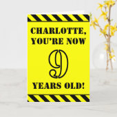 Carte 9e anniversaire : Un texte amusant de style crayon (Fleur jaune)