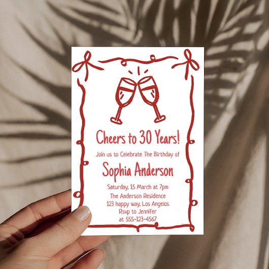 Carte « À 30 ans » dessinée à la main