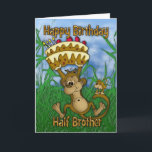 Carte a aidé Brother Happy Birthday with monkey holding<br><div class="desc">A aidé Brother Happy Birthday with monkey holding cake</div>