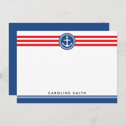 Carte à anneaux bleu rouge rayures plat (Devant / Derrière)