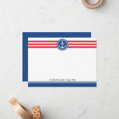 Carte à anneaux bleu rouge rayures plat (Devant/Arrière en situation)