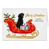 Carte à bascule de Noël Black Labrador Retriever (Devant horizontal)