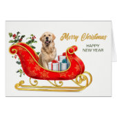 Carte à bascule de Noël Golden Retriever (Devant horizontal)