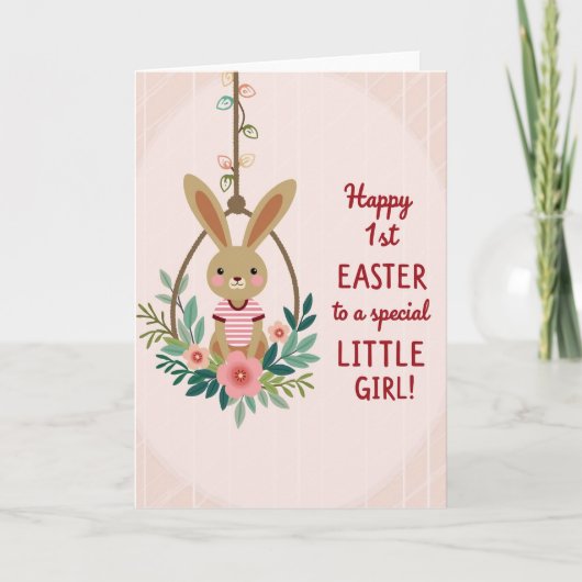 Carte à bascule florale lapin rayé (Devant)