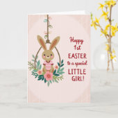Carte à bascule florale lapin rayé (Fleur jaune)