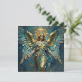Carte A Beautiful Gold and Turquoise Angel Blank (Debout devant)