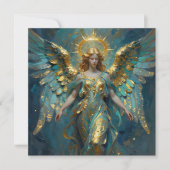 Carte A Beautiful Gold and Turquoise Angel Blank (Devant)