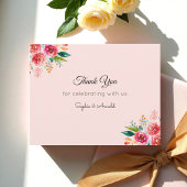 Carte à billets floraux Merci rose Mariage
