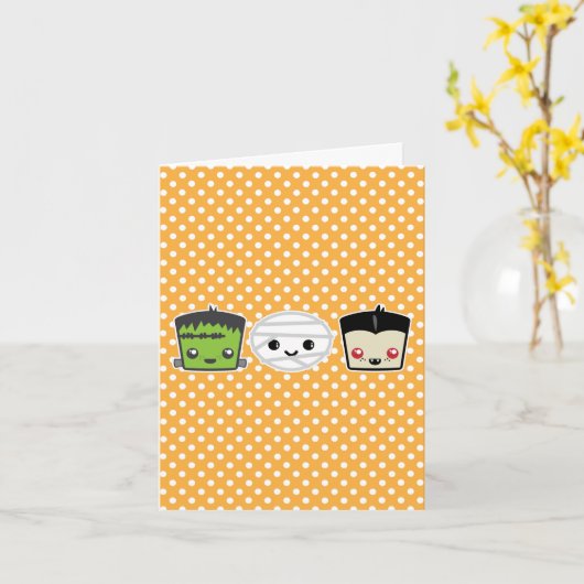 Carte à billets Kawaii Frankenstein Mummy Dracula (Fleur jaune)