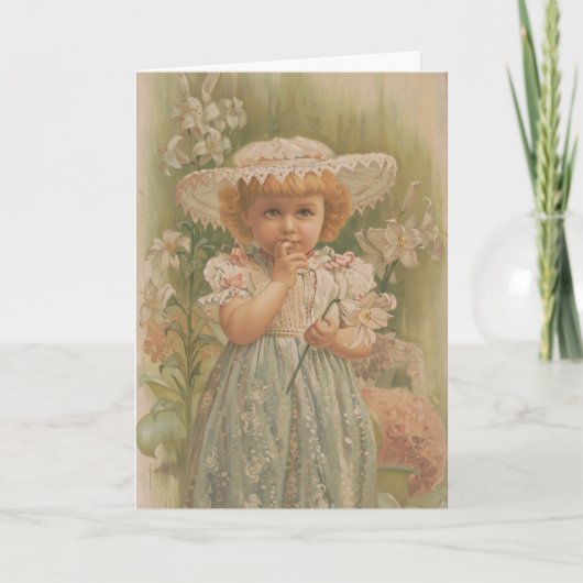 Carte "A Budding Easter" Vintage Illustration, ca. 1890 (Devant)