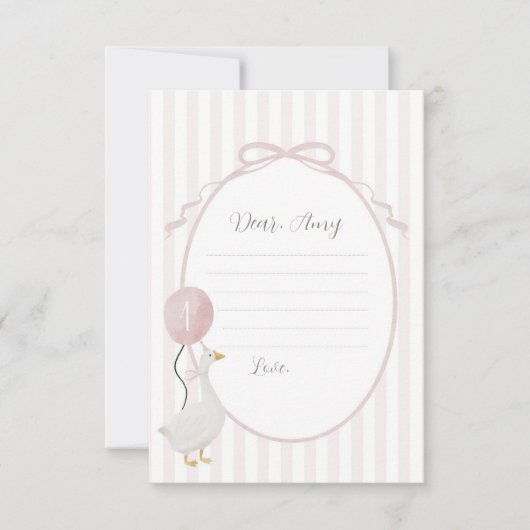 Carte à capsule temps oie rose (Devant)