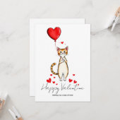 Carte A Cat Holding a Heart Balloon Valentine Day (Devant/Arrière en situation)