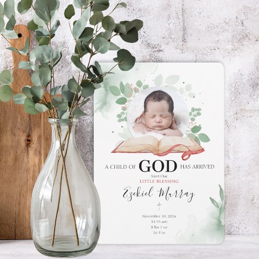 Carte A Child Of God Has Arrived Birth Announcement Card