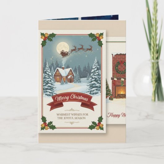 Carte A Christmas card with snowy scenes, festive text,  (Devant)