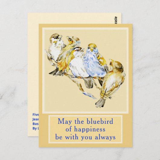 Carte à cinq oiseaux en tout temps (Devant / Derrière)