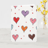 Carte à coeurs à pois doux (Fleur jaune)