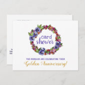 Carte à couronne fleurie Douche Anniversaire d'or (Devant / Derrière)