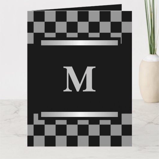 Carte À damiers noir monogramme (Devant)