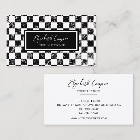 Carte À damiers noire et blanche (Devant / Derrière)